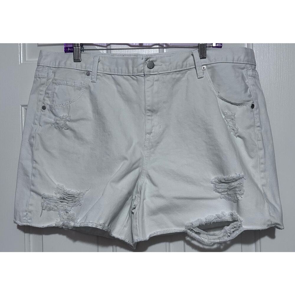 Mossimo Denim Women's White Boyfriend Midi Mi-long Garconne Shorts Size‎ 16/33
